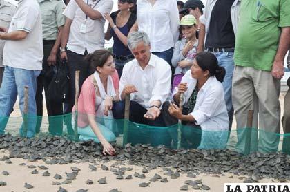 Vicepresidente Álvaro García Linera en Beni durante el acto de liberación de 100.000 tortugas /Vicepresidencia del Estado