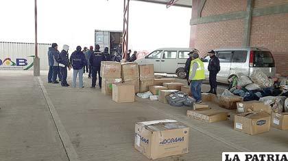 Solo un 20 por ciento de la mercadería del conteiner se sacó al galpón para su aforo