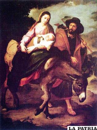 Imagen de la huída de José, María y Jesús a Egipto