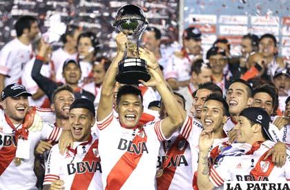 El festejo de los jugadores de River Plate, campeones de la Sudamericana