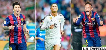 Lionel Messi, Cristiano Ronaldo y Neymar en el podio para el Balón de Oro /deia.com