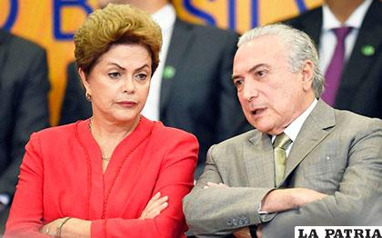 La presidenta del Brasil, Dilma Rousseff y el vicepresidente Michel Temer