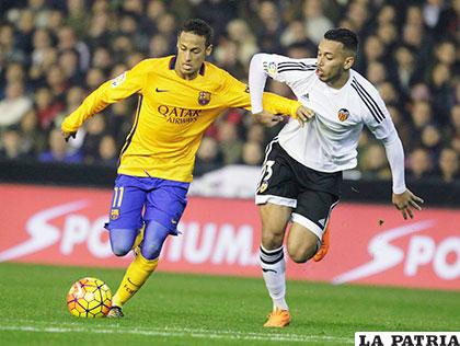Neymar no estuvo acertado ante el Valencia (1-1)