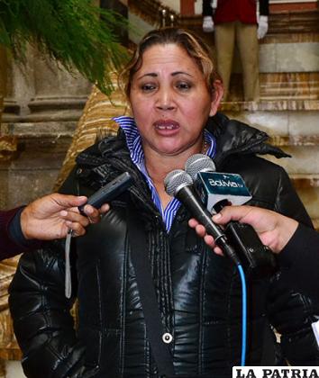 Melba Hurtado en conferencia de prensa en Palacio de Gobierno /Archivo/ABI
