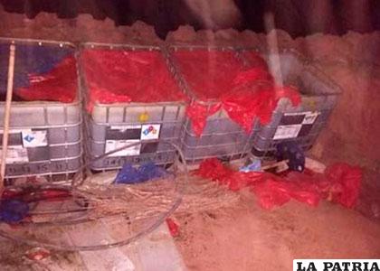 Los tanques para la fabricación de la droga