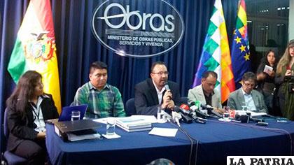 Conferencia de prensa de autoridades del Ministerio de Obras Públicas /ERBOL