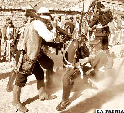 Representación  de una batalla en la que participó Vargas contra los españoles /FREDDY ZARCO