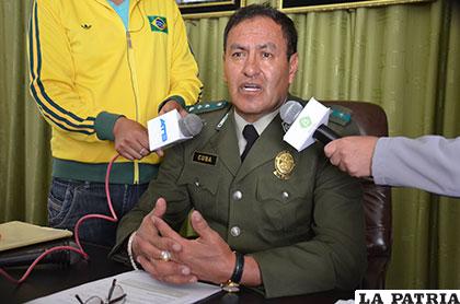 El comandante de Policía, coronel Ramiro Cuba Díaz