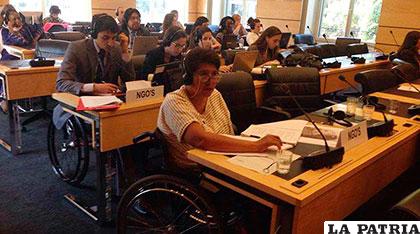 Rosemary Guarita, durante su intervención en la ONU, en Suiza /LOSTIEMPOS.COM