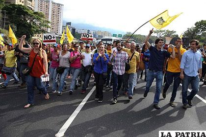 Venezolanos durante la protesta contra los Estados Americanos (OEA)