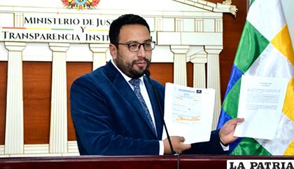 El viceministro de Transparencia y Lucha Contra la Corrupción, Diego Jiménez, informó sobre el proceso /MJyTI