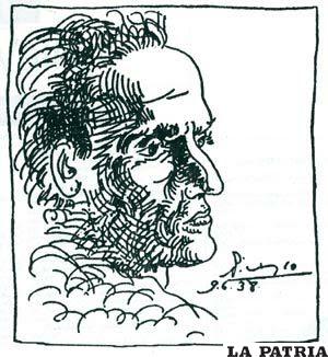 El rostro de César Vallejo plasmado en un dibujo