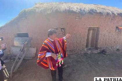 En su recorrido llegó a Orinoca y por supuesto visitó su casa