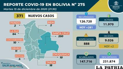 Bolivia registró 281 recuperados del virus  /Ministerio de Salud