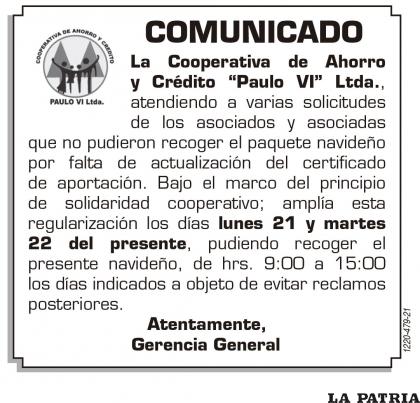 COMUNICADO