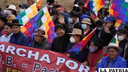 Evo Morales en la marcha de su partido /PRENSA MAS