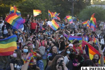 Miembros del Movimiento por la Integración y Liberación Homosexual celebran /AP Foto /Esteban Felix