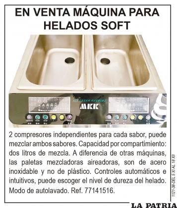 En venta máquina para HELADOS SOFT Ref. 77141516.