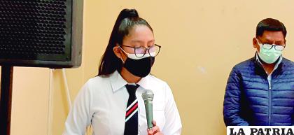 Ejecutiva de la Federación de Estudiantes de Eecundaria de Oruro (fes-o), Michelle Torrico