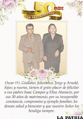 ¡Feliz 50 años de matrimonio Isaac Campos y Elisa Atanacio!