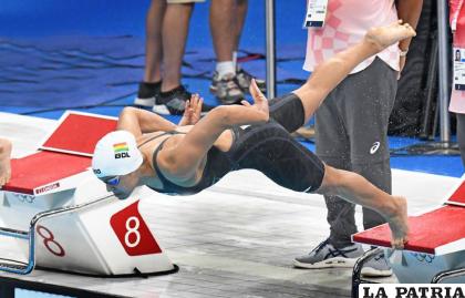 La nadadora boliviana, Karen Tórrez, participó en 50 metros libres /Walter Challapa