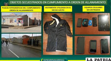 Objetos recuperados y otros secuestrados /Policía