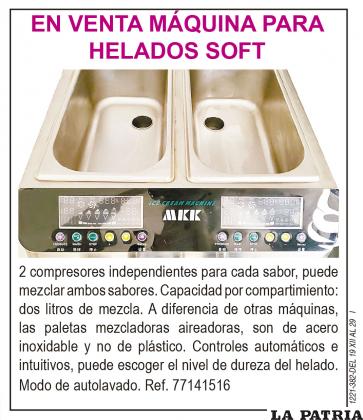 En venta máquina para HELADOS SOFT Ref. 77141516.
