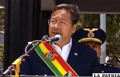 Arce se pronunció en el acto de graduación de nuevos militares /Captura Erbol