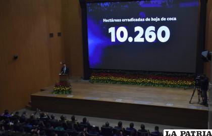 La presentación de los datos de erradicación fue realizada por el ministro Eduardo Del Castillo / APG