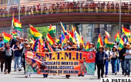 Sindicato de Huanuni siempre estuvo presente en movilizaciones por las reivindicaciones de su sector /SENADO
