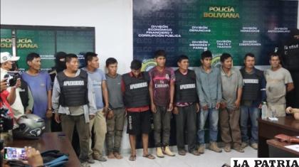 Los sujetos fueron presentados por la Policía 
/Ministerio de Gobierno