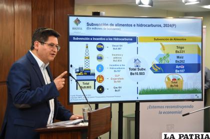 El ministro de Economía, Marcelo Montenegro, en conferencia de prensa /ABI