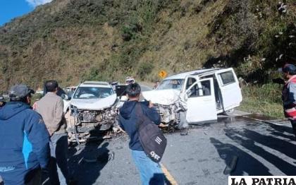 El impacto frontal dejó siete personas lesionadas /Cortesía