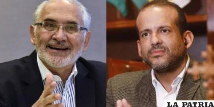 El expresidente del país, Carlos Mesa, y el gobernador cruceño Luis Fernando Camacho /Unitel