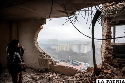 Daños causados por un ataque con dron a un edificio en Kiev /EFE /EPA /Oleg Petrasyuk