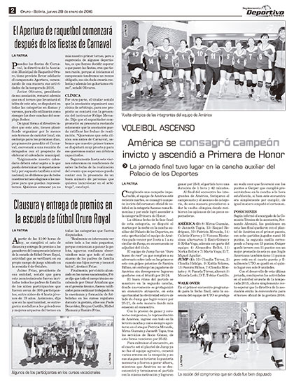 América se consagró campeón invicto y ascendió a Primera de Honor -  Periódico La Patria (Oruro - Bolivia)