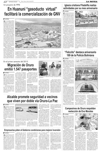 Iglesia cristiana Filadelfia realiza actividades por su mes aniversario - Periódico La Patria (Oruro - Bolivia) Iglesia cristiana Filadelfia realiza actividades por su mes aniversario - Periódico La Patria (Oruro - Bolivia)